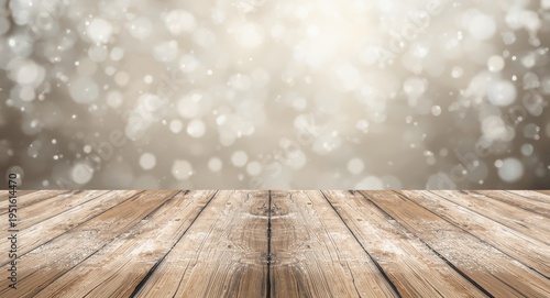 Snow-covered wooden floor p...