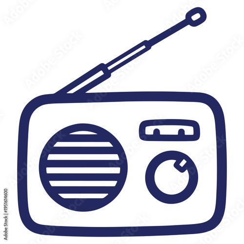 Vintage Style Radio Illustration with Antenna Speaker and Tuner Ready for Broadcasting Entertainment and Information in a Nostalgic Design