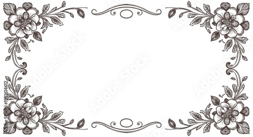Classic round floral contou...
