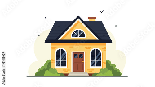 Delightful illustration of a quaint, single-family house with a classic design, symbolizing comfort, stability, and ideal living.