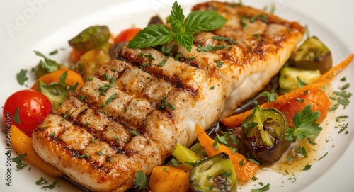 Finely grilled fish fillet ...