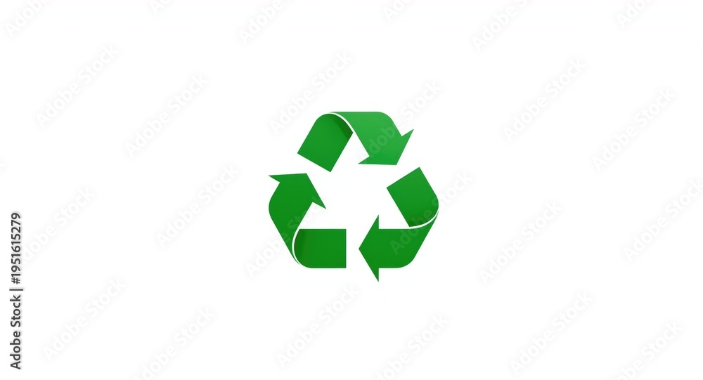 Obraz premium Isolated green recycling badge on white backdrop using clipping path