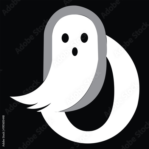 Abstract modern ghost o letter logo design