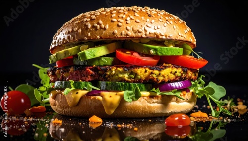 Wallpaper Mural Delicious Gourmet Burger with Fresh Vegetables. Torontodigital.ca