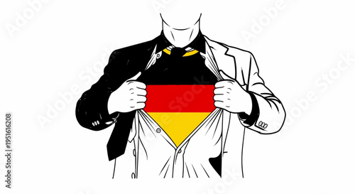 Person revealing German flag beneath shirt