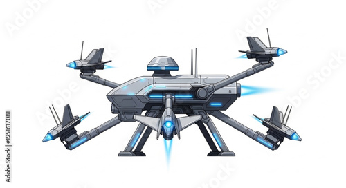 Futuristic drone design showcasing advanced technology and aerial capabilities for surveillance and transport.