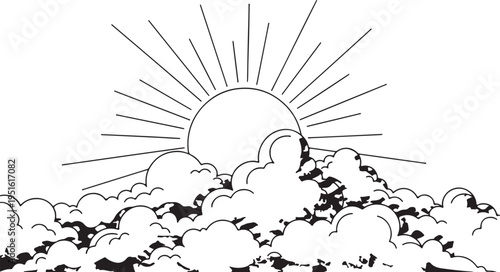 Coloring vector sun page from book for kids and adults