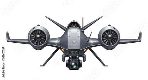 Detailed aerial drone illustration showcasing advanced technology and design features.