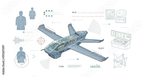 Detailed illustration of a futuristic aircraft design with intricate mechanical components.