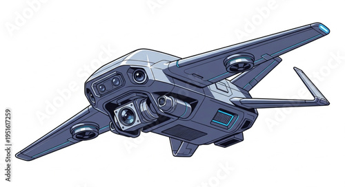 Futuristic spacecraft design with wings and advanced technological features, ready for space travel.