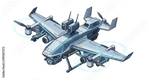 Detailed illustration of a modern military drone with advanced technology and design.