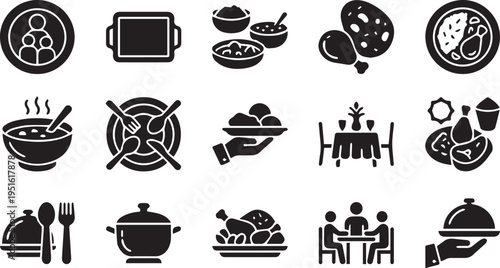 EID UL ADHA TRADITIONAL FAMILY DINNER AND HALAL FOOD ICONS
