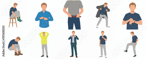 Flat Style Various Activity Man Character Design Illustration Collection
