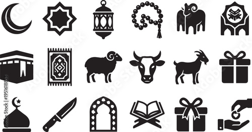 Eid Ul Adha Icon Set For Religious Celebration