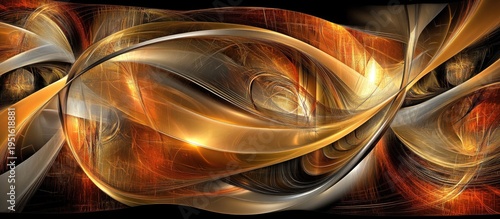 Abstract swirls of gold and silver