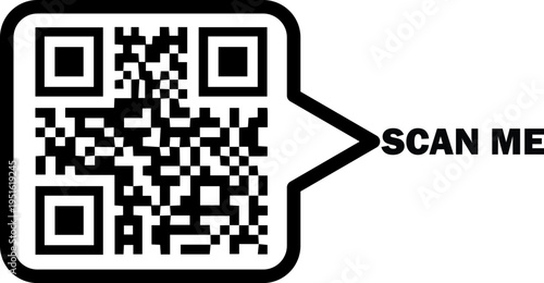 Professional qr code scan me icon with pointer and text for commercial marketing and business link