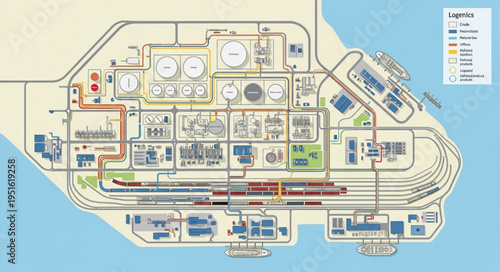 Detailed Industrial Plant Layout with Infrastructure and Storage Facilities.