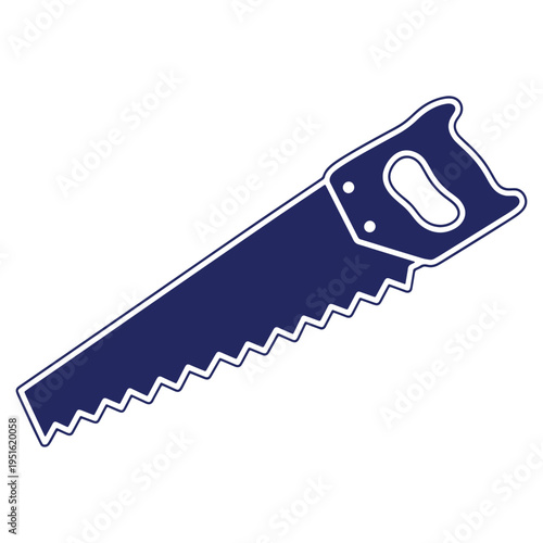 Classic Hand Saw Tool Illustration for Carpentry and Woodworking Projects isolated on white background