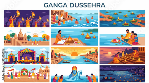 Ganga Dussehra Festival Celebration Collage