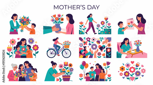 Mother's Day Celebration with Flowers and Family