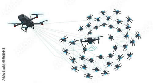 Drones in formation, showcasing advanced technology and aerial coordination.