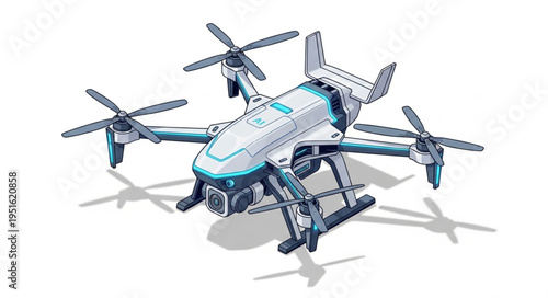 High-tech drone with multiple propellers ready for aerial photography and surveillance.