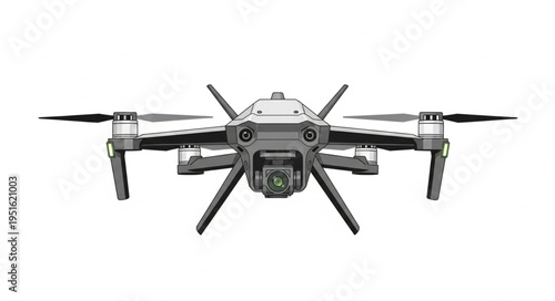 High-tech drone with multiple propellers ready for flight and aerial photography.