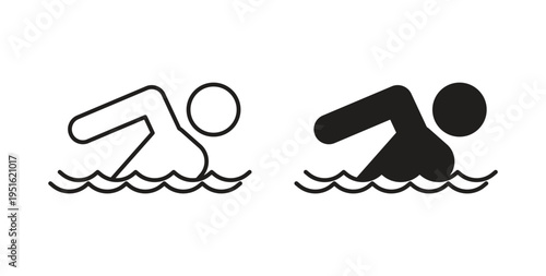 Swimming icon, Outline Symbol Illustration, Editable Stroke perfect for logos and more