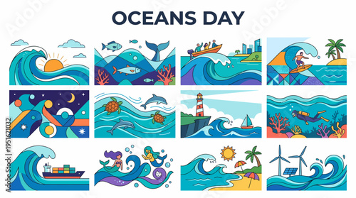 Ocean Day Environmental Conservation Illustration Collection