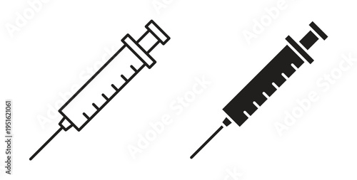 Syringe icon, Outline Symbol Illustration, Editable Stroke perfect for logos and more