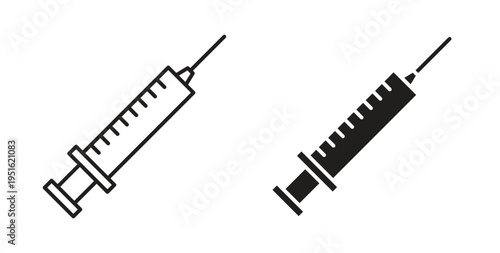 Syringe injection icon, Outline Symbol Illustration, Editable Stroke perfect for logos and more