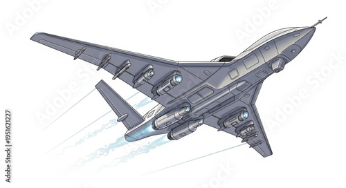 Futuristic stealth aircraft design showcasing advanced technology and engineering marvel.