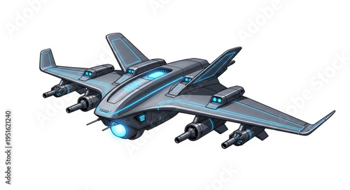 Futuristic aircraft design showcases advanced technology and sleek aerodynamic features in flight.