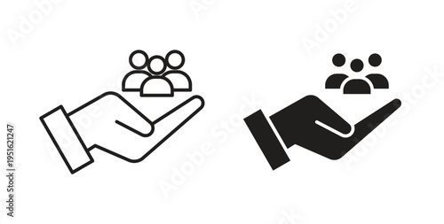 Teamwork icon, Outline Symbol Illustration, Editable Stroke perfect for logos and more