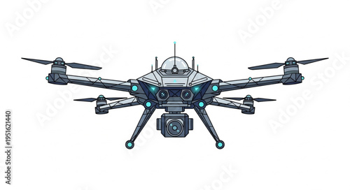 Advanced drone technology showcasing aerial surveillance and photography capabilities with integrated camera system.