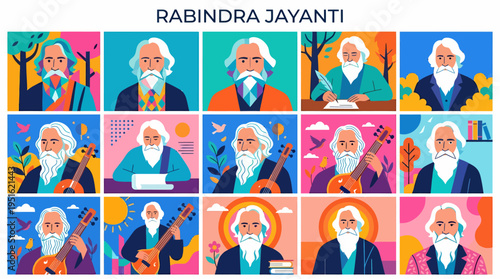 Rabindra Jayanti: Collage of Rabindranath Tagore Portraits
