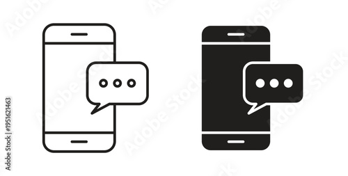 Text message icon, Outline Symbol Illustration, Editable Stroke perfect for logos and more