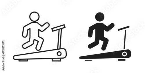 Treadmill icon, Outline Symbol Illustration, Editable Stroke perfect for logos and more