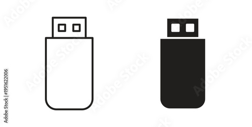 usb drive icon, Outline Symbol Illustration, Editable Stroke perfect for logos and more