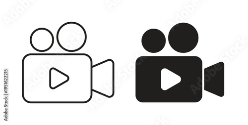 Video camera icon, Outline Symbol Illustration, Editable Stroke perfect for logos and more