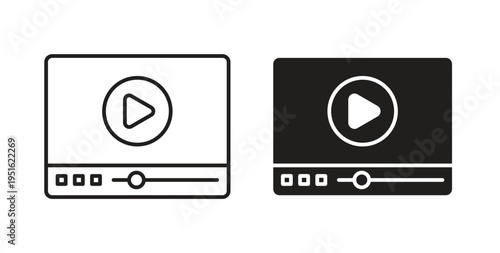 Video tutorial icon, Outline Symbol Illustration, Editable Stroke perfect for logos and more