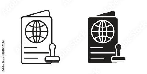 Visa icon, Outline Symbol Illustration, Editable Stroke perfect for logos and more