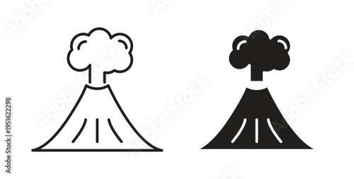 Volcano icon, Outline Symbol Illustration, Editable Stroke perfect for logos and more