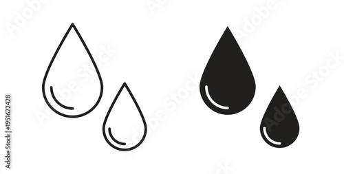 Water drop shape icon, Outline Symbol Illustration, Editable Stroke perfect for logos and more
