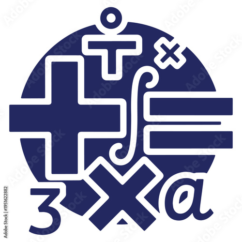 Elegant Mathematical Symbols in a Circular Design Symbolizing Education and Precision in Numbers and Equations for Science