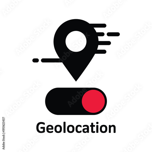 A graphic representation of geolocation with a toggle switch