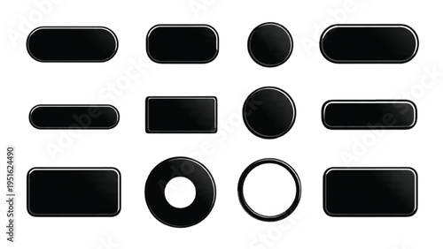 Set of call to action button silhouettes with click areas and interaction blocks