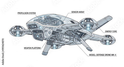 Detailed illustration of a complex mechanical device with intricate components and design.