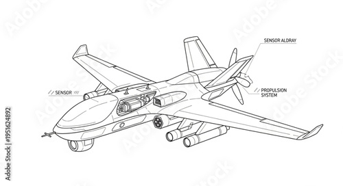 Detailed illustration of a futuristic aircraft with advanced propulsion systems and aerodynamic design.