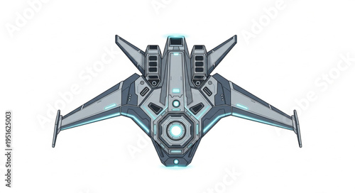 Futuristic spaceship design with wings and advanced technology, ready for space travel.